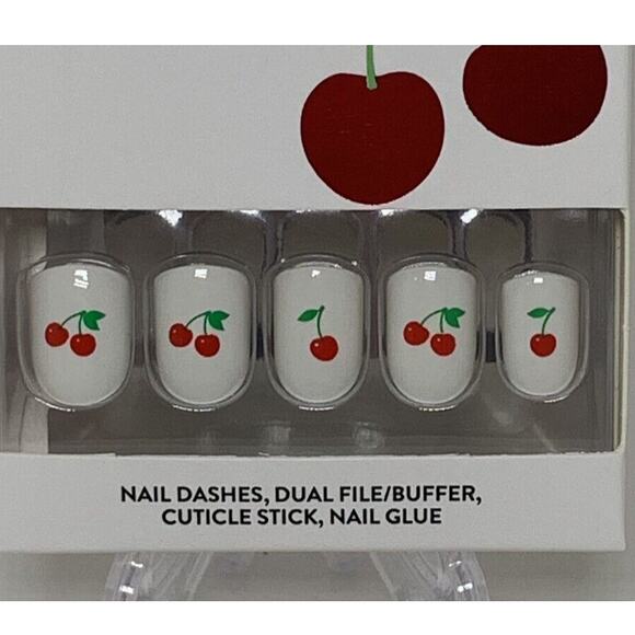 Red Aspen Nail Dashes Cherry On Top Short Square New Retired #2028 - Picture 2 of 6